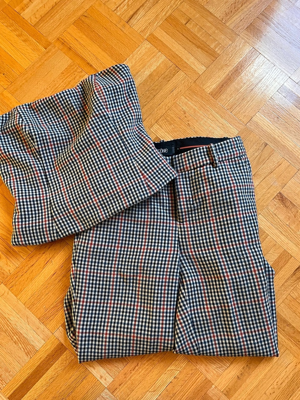 Simons Icone 2 piece Chic Plaid Set Pants and Strapless Bustier Top
